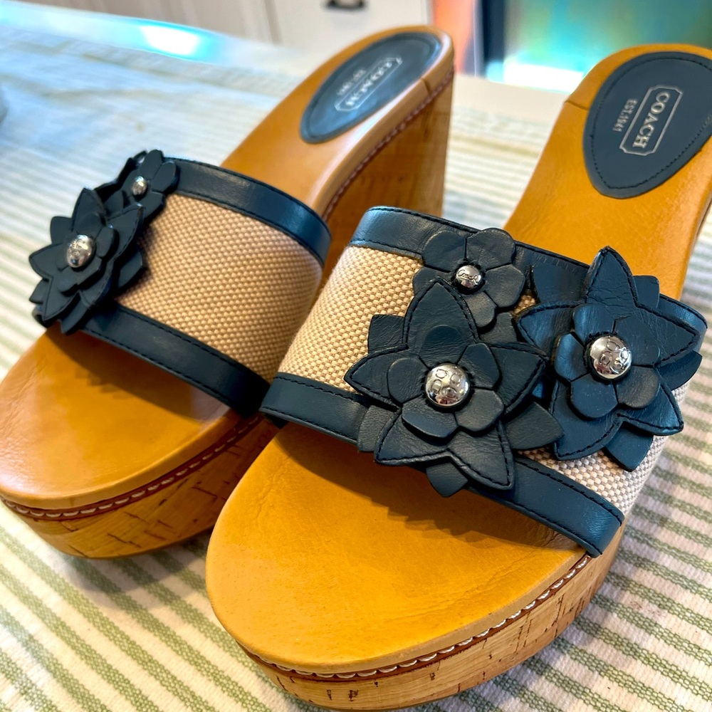 COACH  women’s Shoes Size 8B “jesaca” Wedge Espadrille Sandal Platform